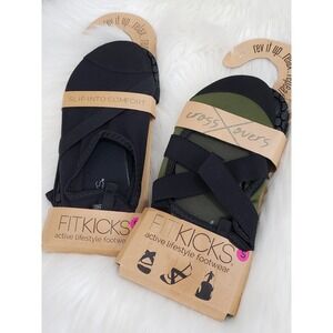 NEW 2 FitKicks Crossovers Women's Active Footwear Green Black Size Small 5.5-6.5